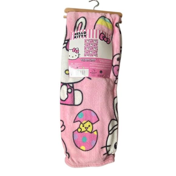 Hello Kitty Blanket - Pink Easter Blanket - Sanrio Bunny and Egg Blanket (Kids) - Picture 4 of 10